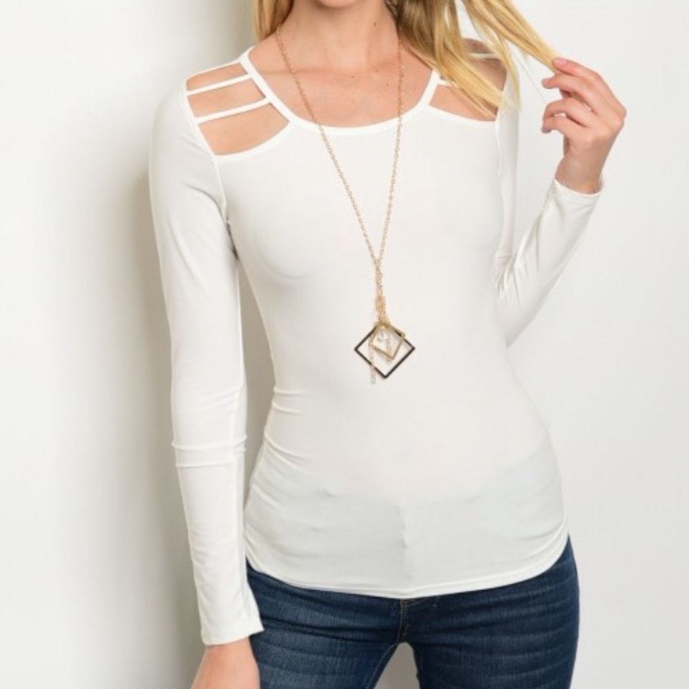 CLEARANCE Ivory Cut Out Top